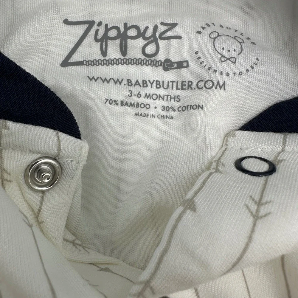 Baby Butler ZippyZ 3-6 Months BAMBOO‎ Cream Navy Footed Pajamas Arrow Print NWT
